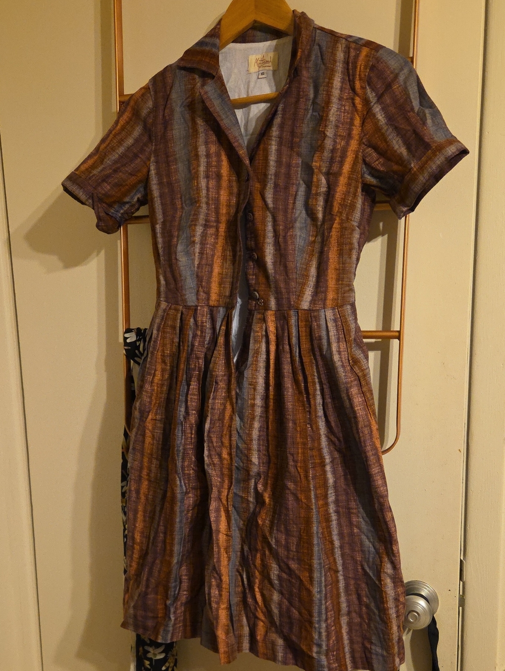 Myrtlewood Of California Vintage-Inspired Striped Button-Front Cotton Dress
